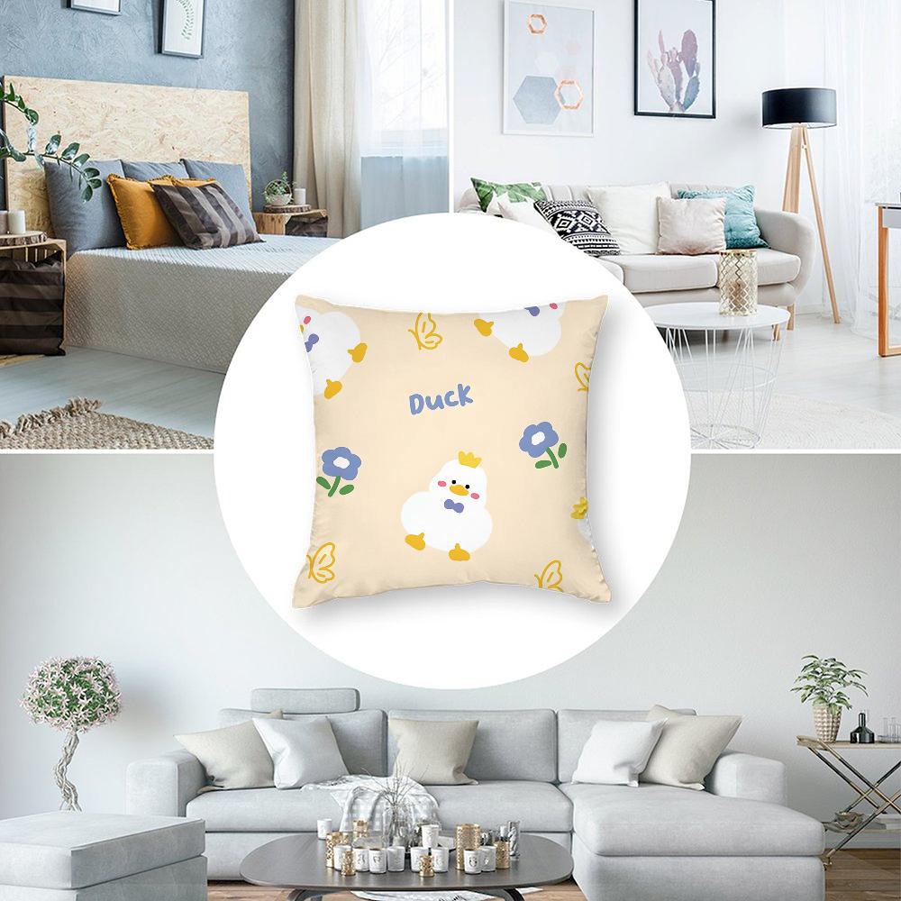 Cartoon Fresh Print Pillow Case Plush Fabric Soft Double Sided Print Sofa Cushion Cover Throw Pillow Covers