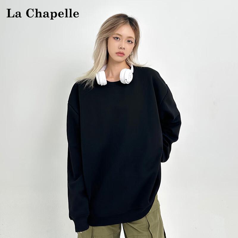 La Chapelle American Style Unlined Drop Shoulder Round Neck Sweatshirt