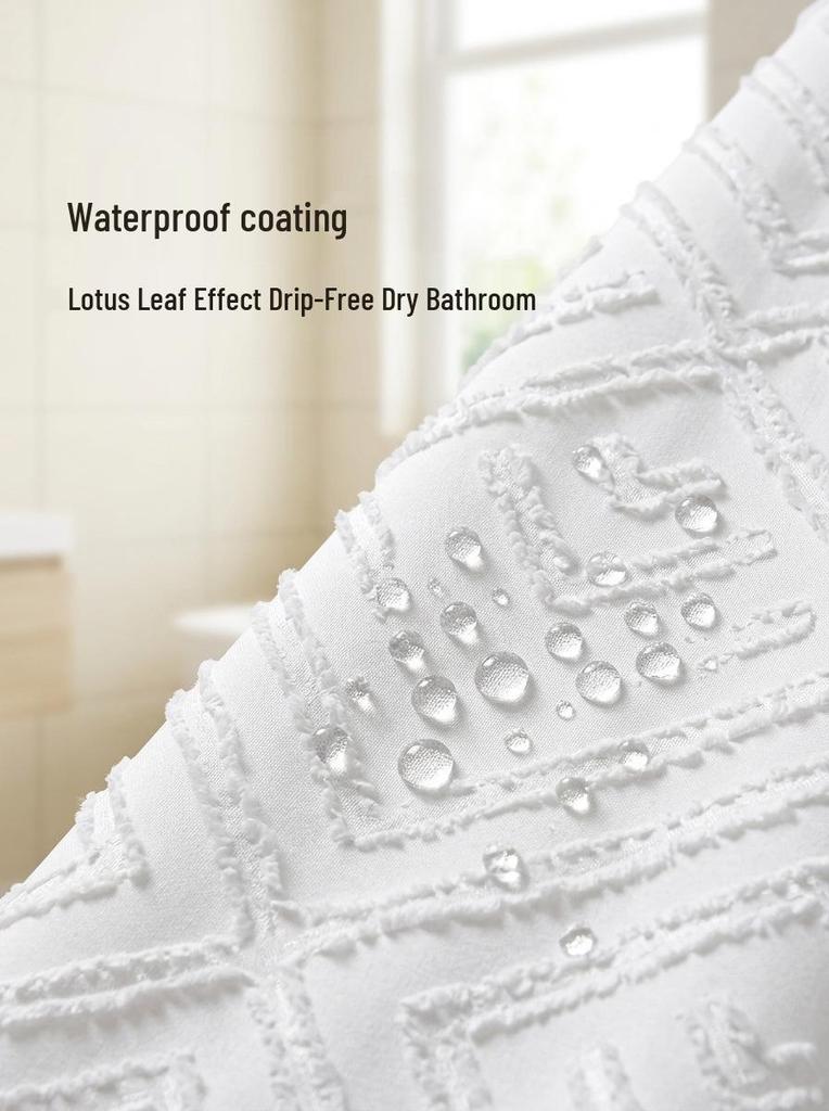 Waterproof Solid Color Cutout Shower Curtain for Bathroom