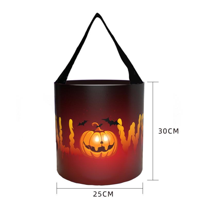 Halloween Pumpkin Bag With Cartoon Design For Trick Or Treat Candy Collecting