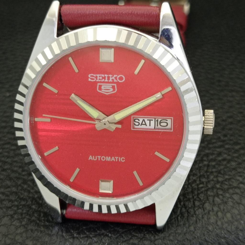 AUTOMATIC 6309A VINTAGE REFURBISHED SEIKO 5 JAPAN MENS RED DIAL WATCH A701686-5