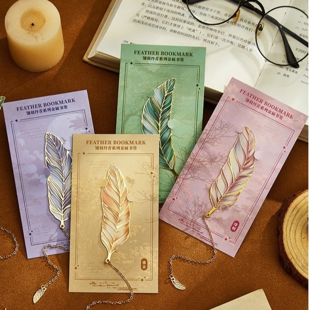 Gilded Vein Feather Metal Bookmark Metal Leaf Feather Retro Bookmark Birthday Gift