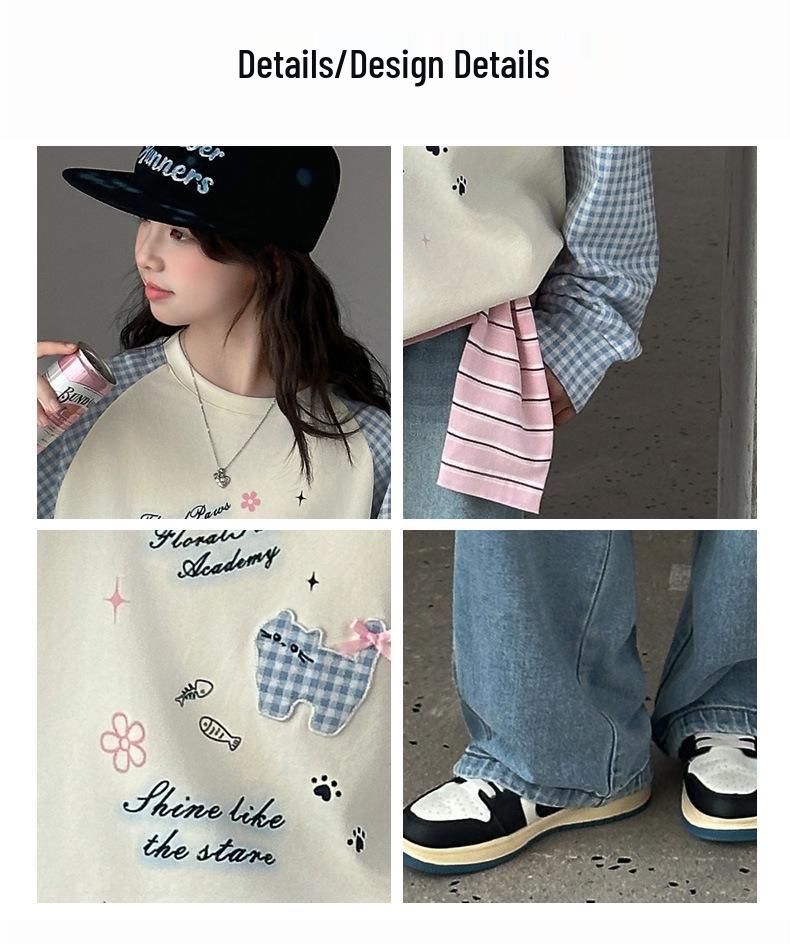 Stylish Girls' Cartoon Color Block Long Sleeve T-shirt - Spring 2026 Edition for Medium & Large Children