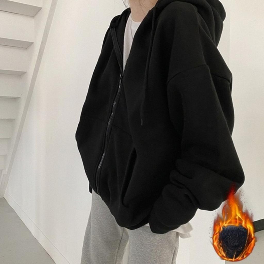 Women's Hooded Zip Up Oversized Sweatshirts Casual Loose Pullover Jackets Coat