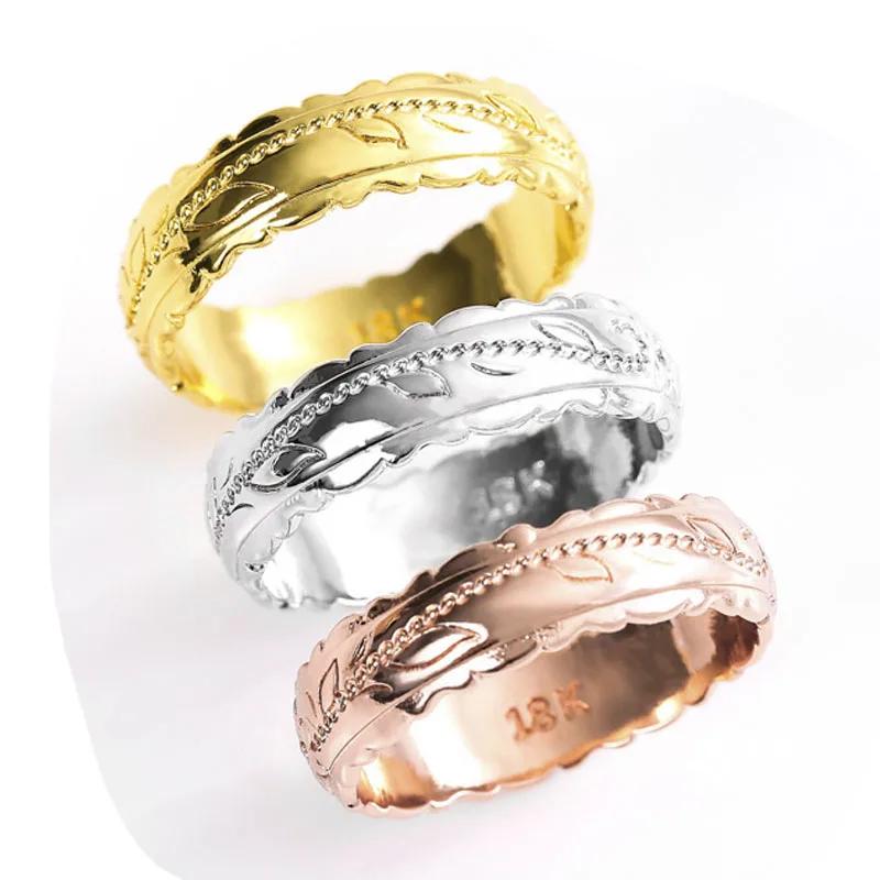 Ofertas Classic 3 Colors Gold Plating Color Engraving Pattern Metal Female Copper Ring for Women Party Accessories