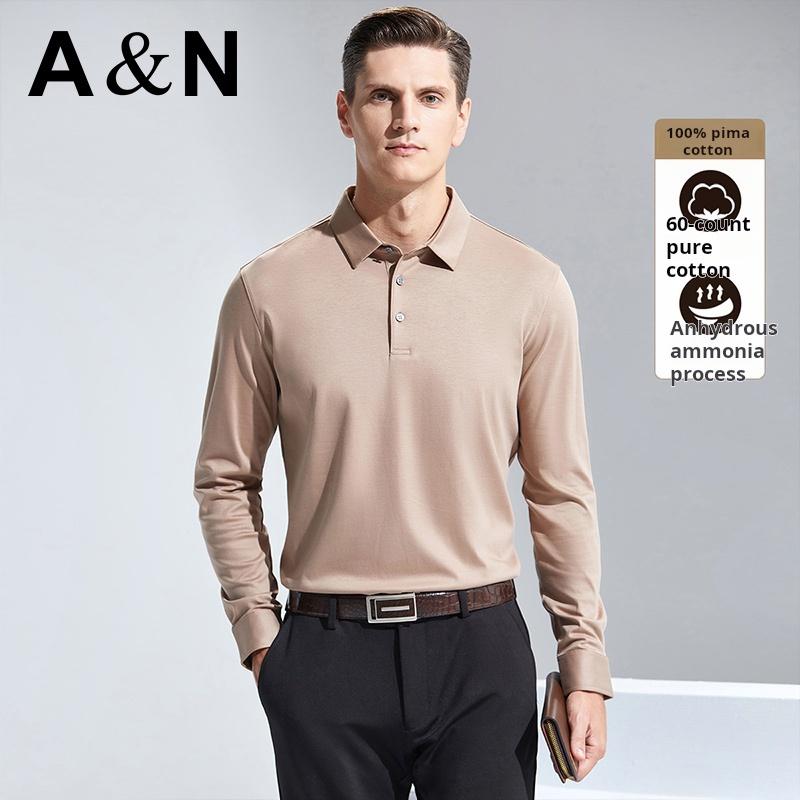 Autumn Business and Leisure Men's Solid Color Versatile Men's Polo Shirt Long Sleeve T-shirt