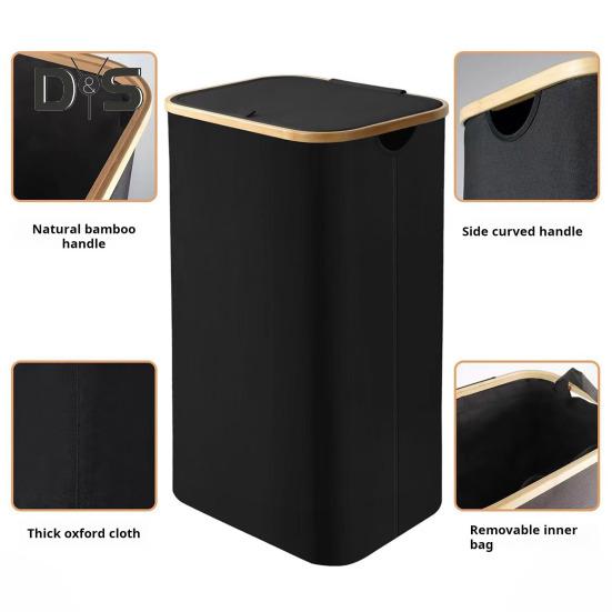 Laundry Hamper with Inner Pocket Large Capacity Moisture-Resistant Foldable Design Dirty Clothes Hamper Slim Laundry Basket