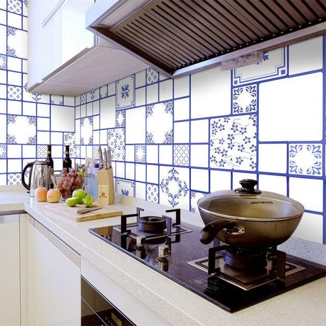 DIY Oil Proof Kitchen Furnitur Wall Stickers Self Adhesive Papel De Parede Bathroom Tile 3D Waterproof Vinyl Cabinet Wallpaper