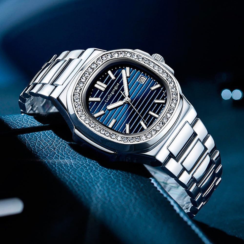 Rhinestone Bezel Automatic Mens Watches Luxury Men Fashion Clock Waterproof Stainless Steel Mechanical Wrist Watch