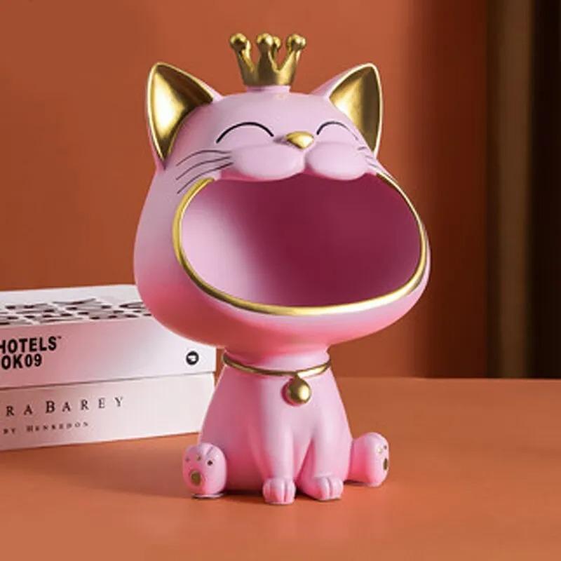 Fortune Crown Big Mouth Cat Eingangsschlüssel-Ablagefach, dekoratives Ornament, leichte Luxus-Skulptur als Einweihungsgeschenk