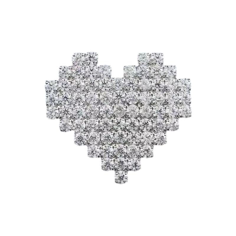 

Брошь в форме сердца из сплава со стразами Элегантный дизайн Булавка-корсаж Для вечернего мероприятия Продуманный вариант подарка серебряный