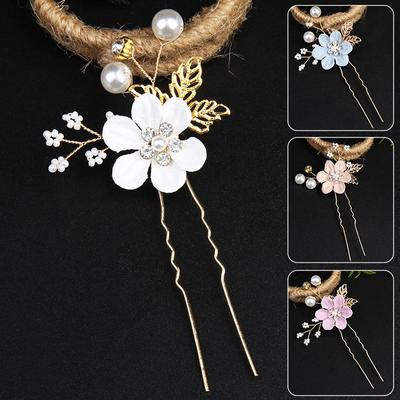 Women Hair Accessories Hair Ornaments Pearl Rhinestone Wedding Flower For Women Accessories Gold Color Bridal Headpiece Jewelry
