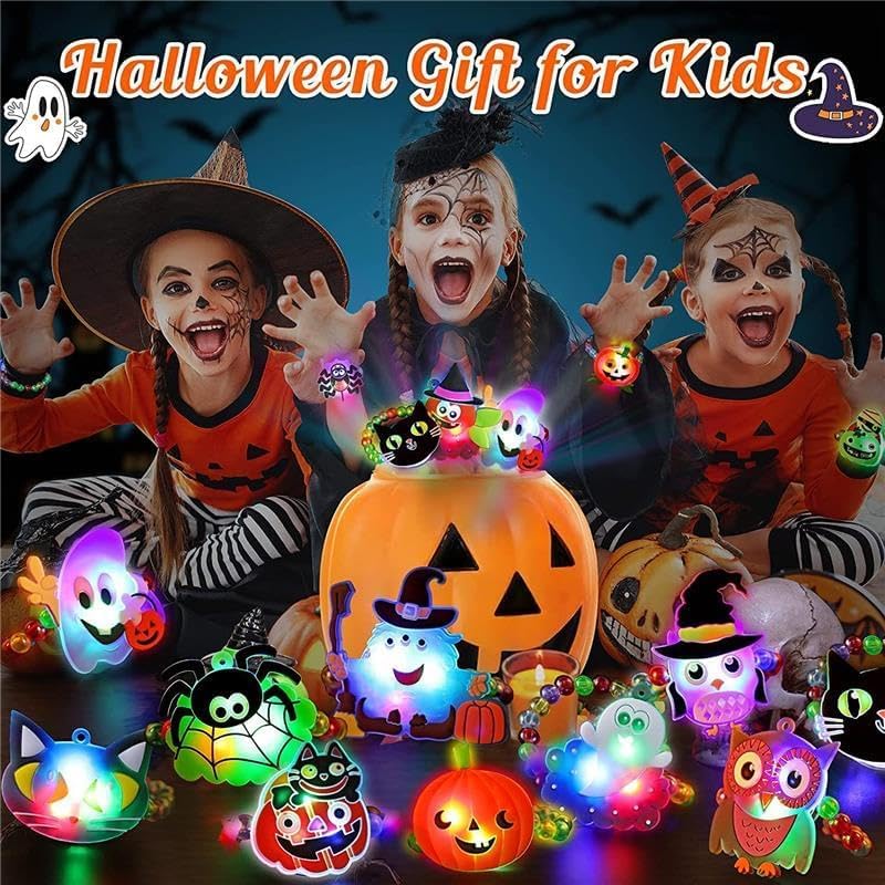 Drawyume Luxury Set of Illuminated Halloween Toys LED Necklaces 15 Illuminated Festival Affordable Bulk Set of Festival Sparkling Beaded Cultural
