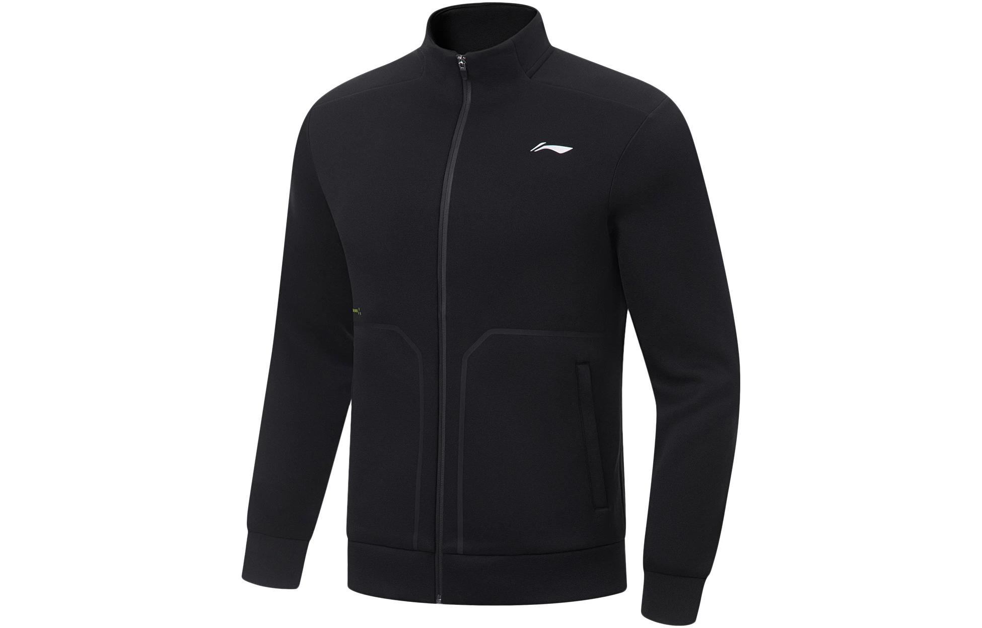 Li Ning Fitness Series Sweatshirts Men s Black Stand Collar Moderate Cardigan AWDT437-1 M
