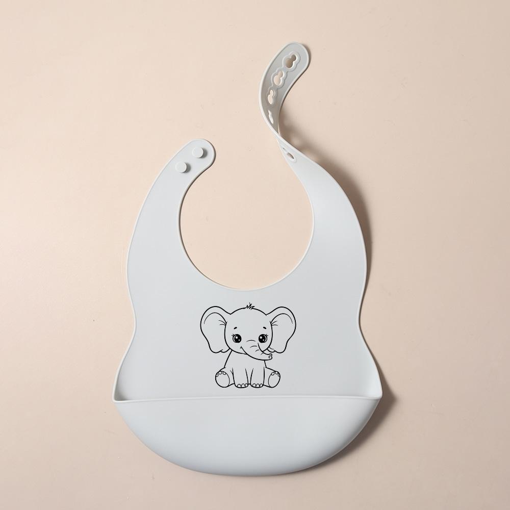 NEW Custom Cartoon deer rainbow Silicone Baby Bib with & pattern Food-Grade solid Feeding Bib DZ31