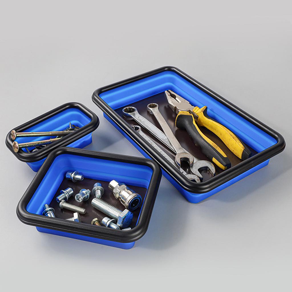 Collapsible Magnetic Screw Tray Storage Box Organizer For Plumber Carpenter Disk Storage Plate Silicone Bowl Tool Part