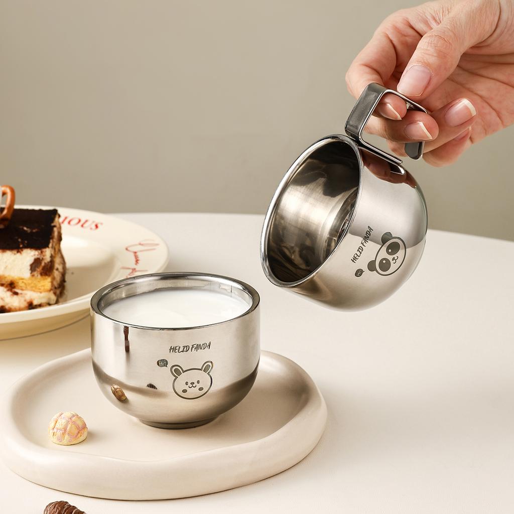 Double Layer Hot Resistant Coffee Cup 100ml Scald-proof Drinking Cup 304 Stainless Steel Tea Milk Water Mug Drink Items