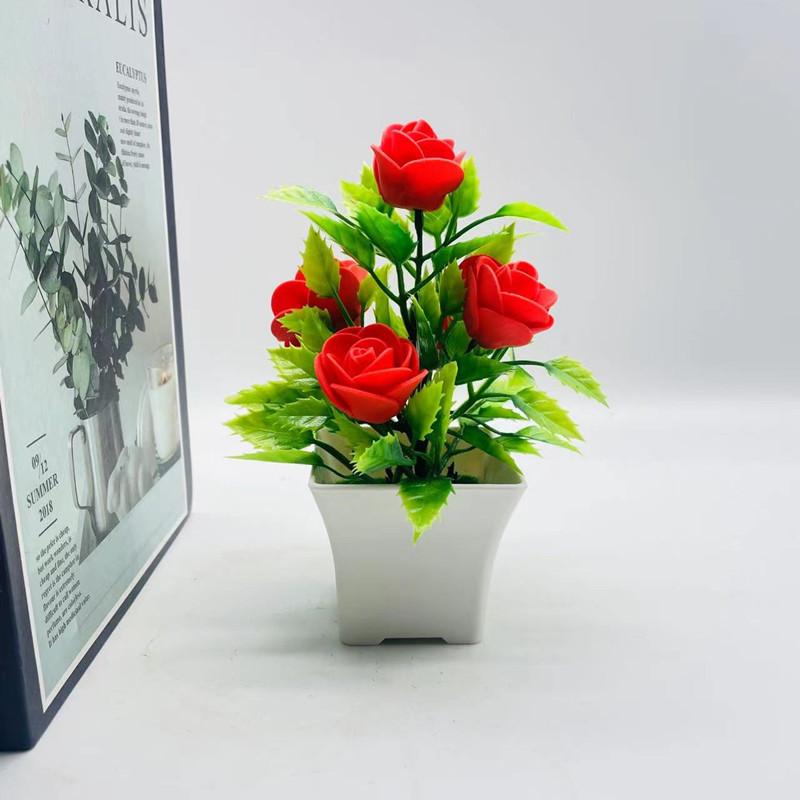 Artificial Potted Plants Artificial Flower Bonsai Artificial Green Plants Foam Roses 5 Foam Flower Ornaments