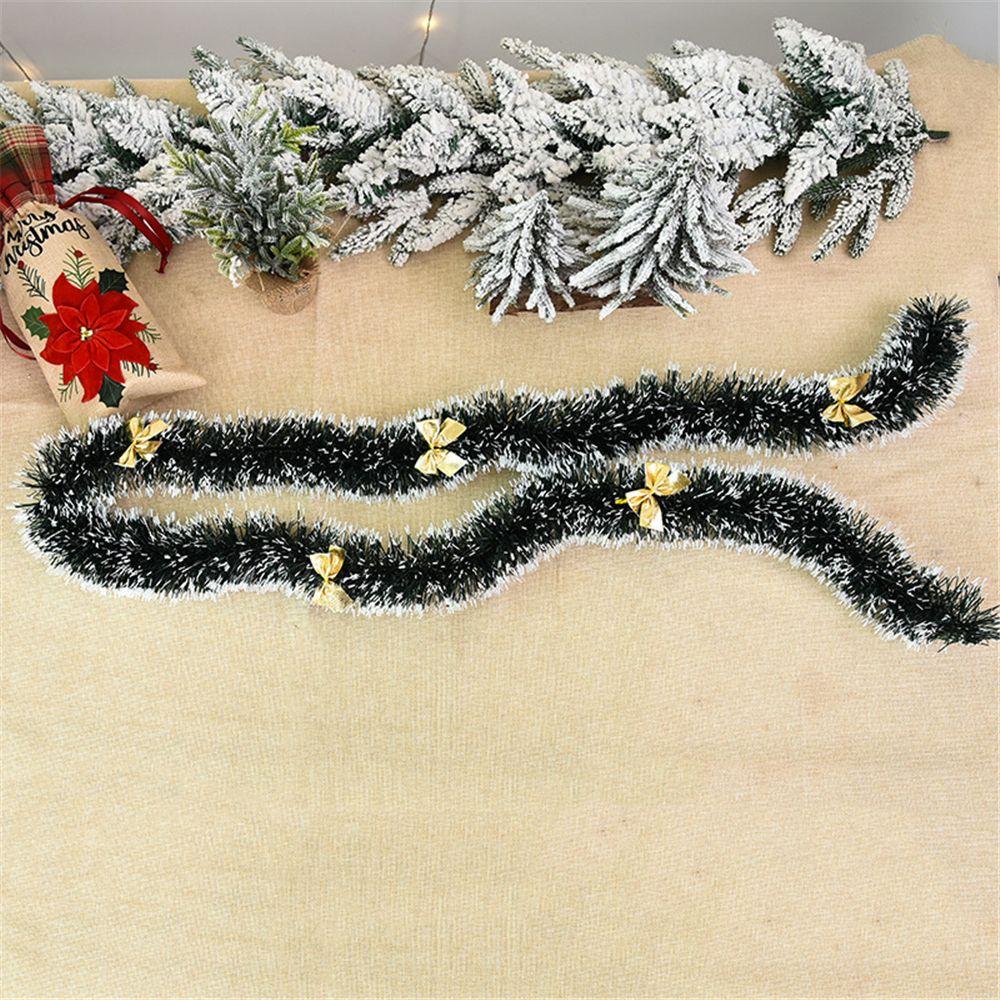 Happy New Year Xmas Bar Tops Ribbon Garland Dark Green Ribbon Snowflake Strips With Bowknot