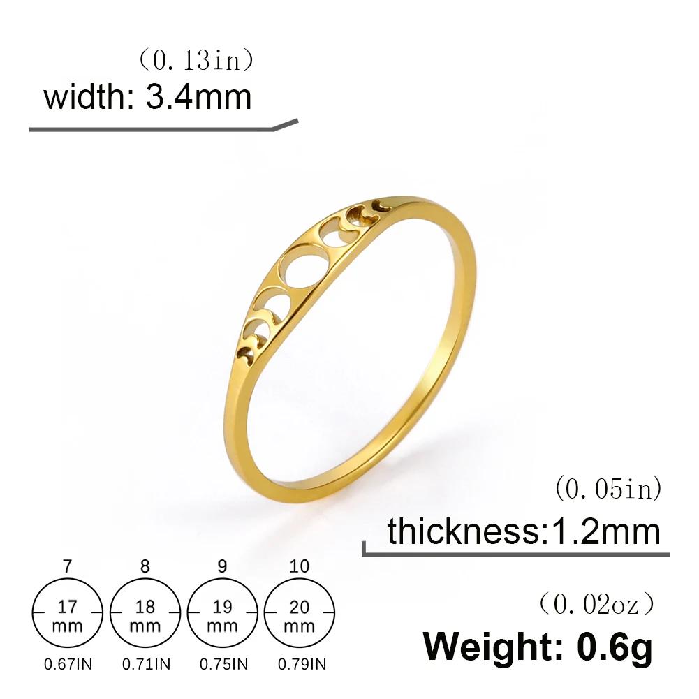 

Moon Phase Ring Stainless Steel Crescent Moon Women Rings Witch Amulet Jewelry Gift for Lover Friends 7 золотой