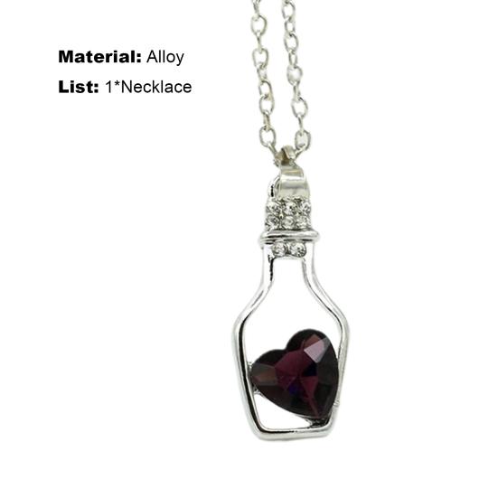 Necklace Scratch-resistant Minimalistic Alloy Heart-shaped Faux Crystal Bottle Choker Pendant Chain Women Gift