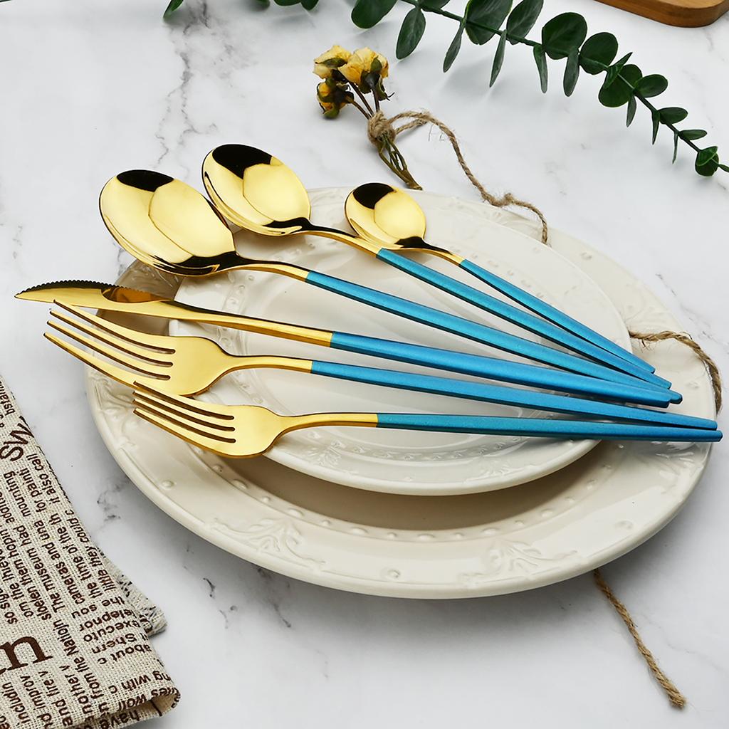 6 ks Bílé zlato Sada zrcadlových příborů Nůž Vidlička Kávová lžička Sada příborů Sada nádobí z nerezové oceli Sada kuchyňského nádobí Sada příborů