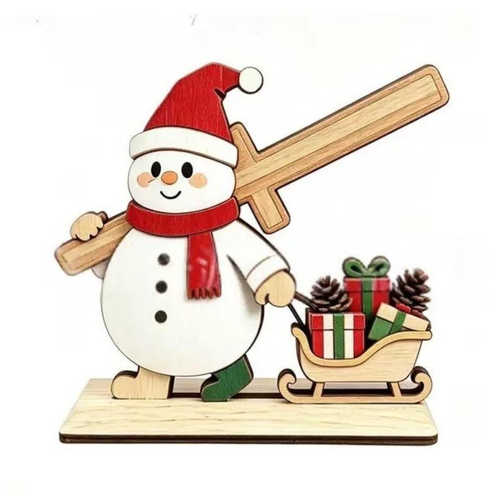 Cute Christmas Paper Towel Holder Wooden Cartoon Elk Snowman Tissue Holder Desktop Storage Desktop Storage Rack Bathroom Use