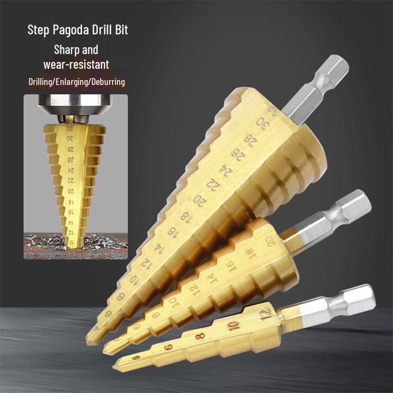 Hex & Triangular Shank Tower Drill Set 4-32, 4-20, 4-12 - Bearing Steel Step Bits