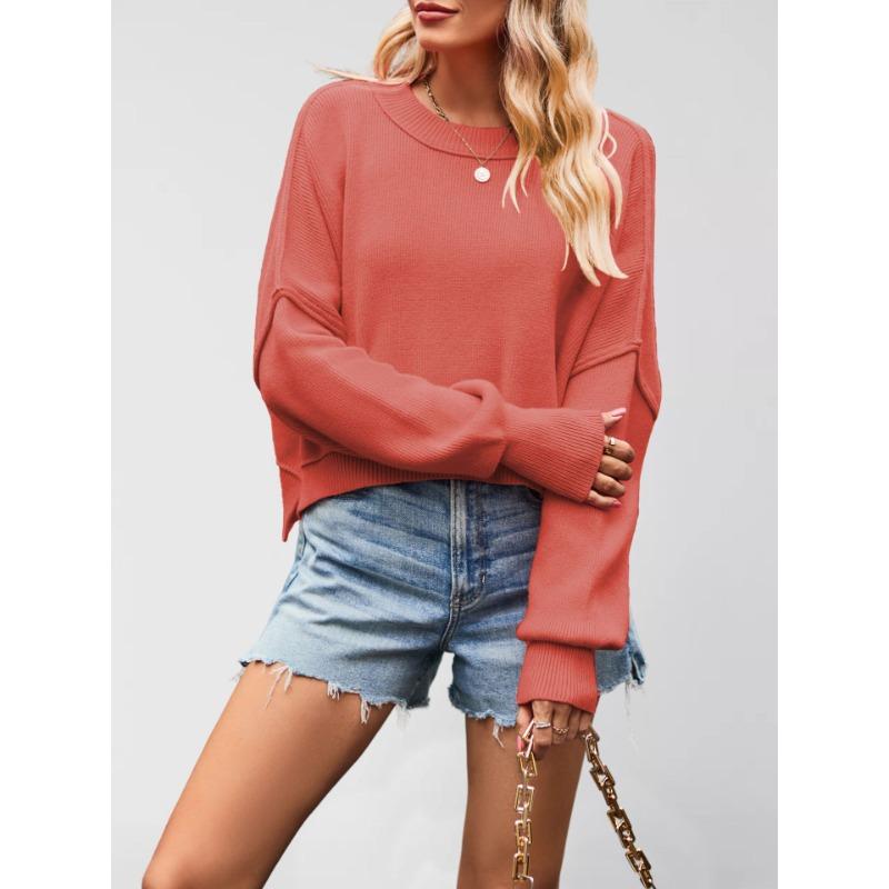 YYFS Dámská móda Ležérní Podzim Zima Jednobarevný potisk Dlouhý rukáv Topy s výstřihem do O Dámské oblečení Vlněné úplety Svetry