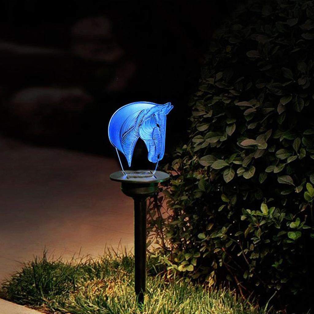 Clear Acrylic Powered Garden Stake Lights Outdoor Landscape Decor Horse