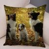 Printed Pet Animal Cushion Cover Scotland Border Collie Soft Plush Pillowcase Decor Cute Dog Pillow Case for Sofa Car