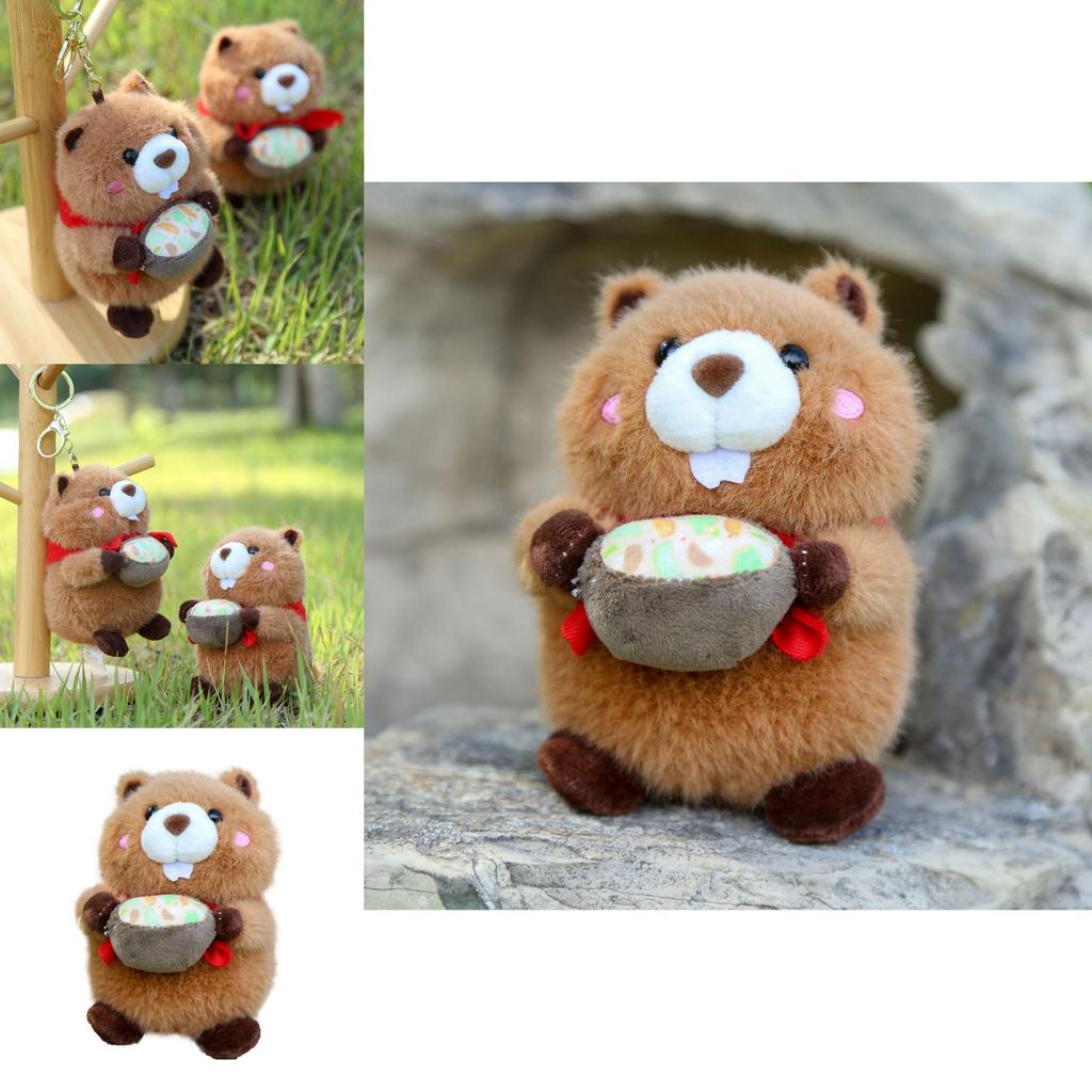Hug Bowl Marmota Plush Pendant With Soft Filling For Travel Bag Decoration