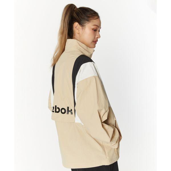 Reebok Twin Vector Color Block Stand Collar Windbreaker Comfortable Breathable Full Zip Jacket Unisex Jacket Beige REJU4EJ39I2