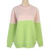 2024 Autumn/Winter Jacquard Pink-Green Color Block Round Neck Sweater - Sweet, Youthful & Versatile