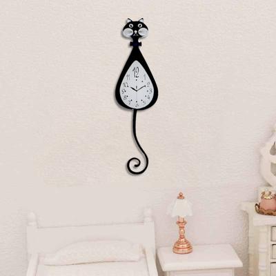 1/12 Accesorios para Casa de Muñecas Mini Reloj de Pared de Gato Miniatura Dibujo Animado Exquisito Borde Liso Juguete para Casa de Muñecas para Jugar Regalo para Niños