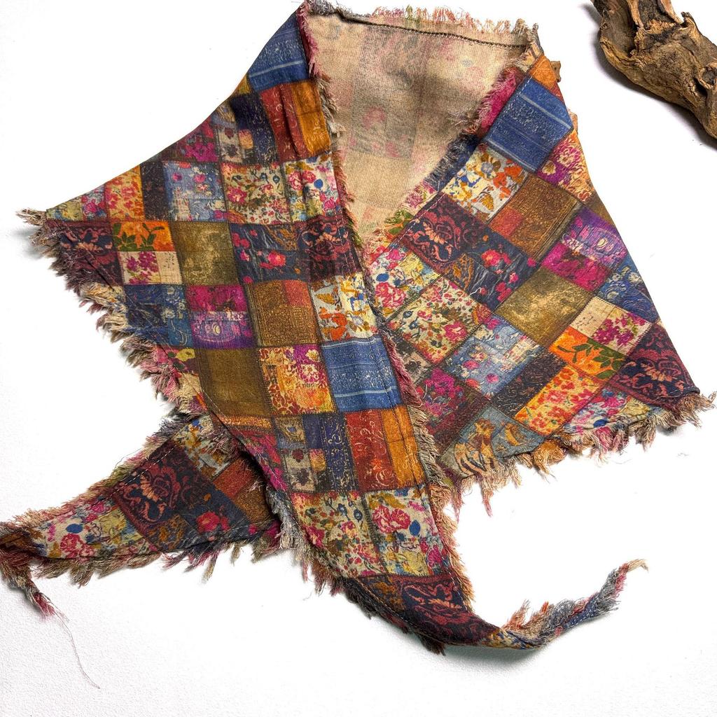 Bensu Jiuyi's Vintage Sand-Washed Double-Yarn Pure Cotton Triangle Scarf: Wear As Headband, Bandeau, or Butt Curtain.