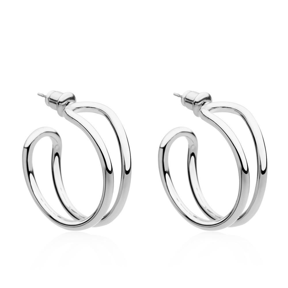 Earrings European and American style Japanese and Korean fresh and exaggerated earrings autumn and winter retro c-shaped stainless steel earrings