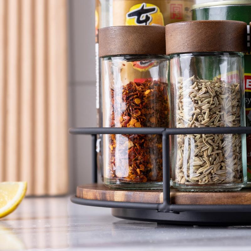 360 Degree Rotating Lazy Susan Turntable Versatile Rotating Storage Rack Round Wooden for Home Kitchen Pantry