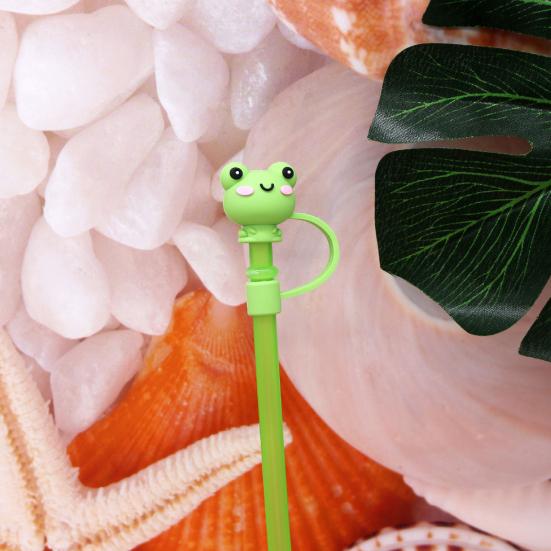 2 buc dopuri de paie reutilizabile, fără miros, încântător, moale, anti-alunecare, rezistente la praf, design de desene animate, capace de paie pentru utilizare zilnică