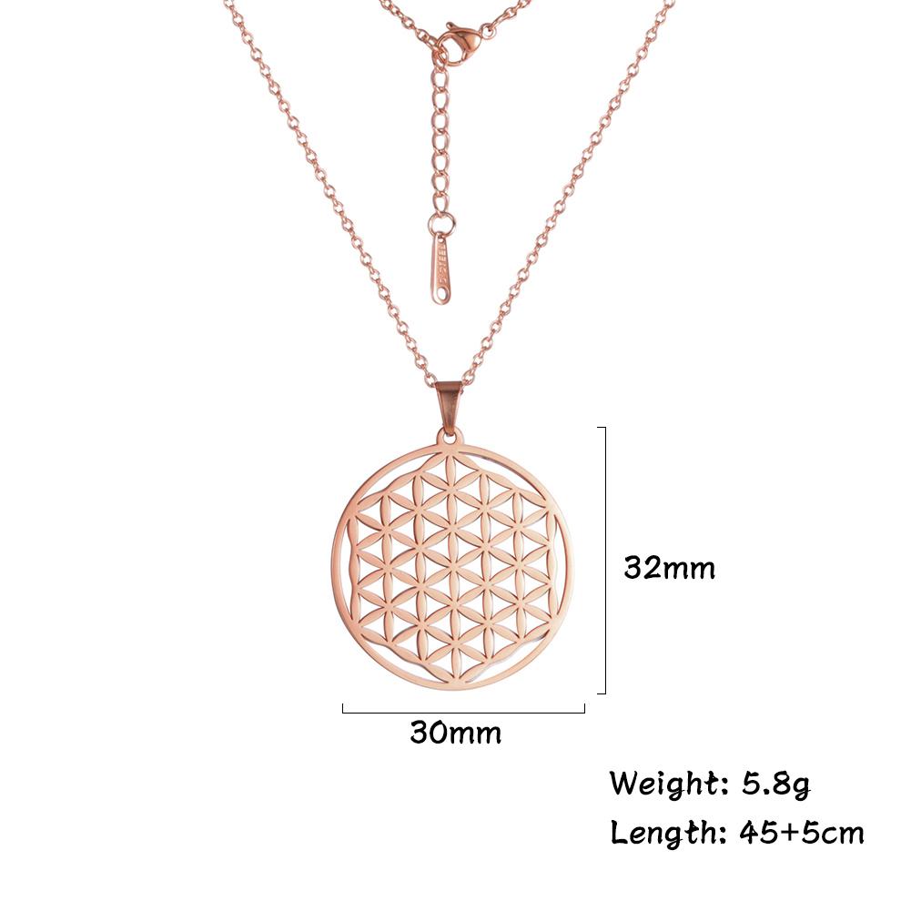 Cazador Chakra Flower of Life Necklaces Mandala Stainless Steel Chain Necklace Amulet Geometric Jewelry for Women