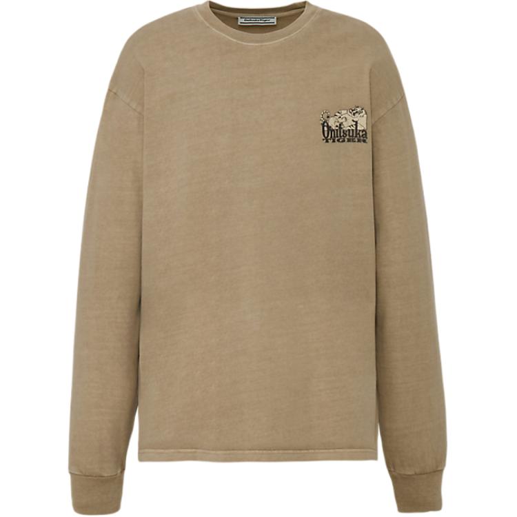 Onitsuka Tiger T Shirts Unisex Beige Crew Neck 2183B610-250 L