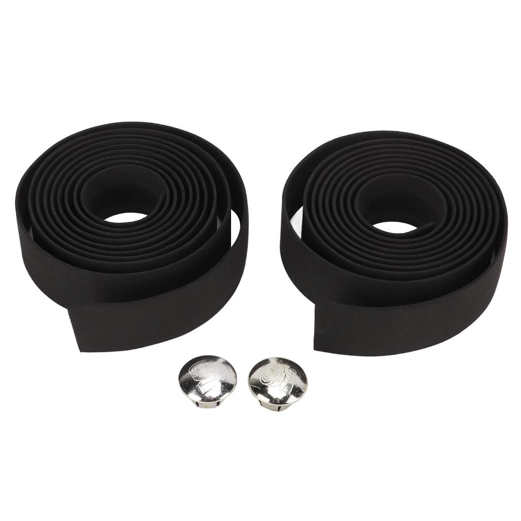 Road Bicycle Handlebar Wrap Tape with Silver Handle Plug EVA PU Antislip Shock Absorption for Mountain Bike Cycling