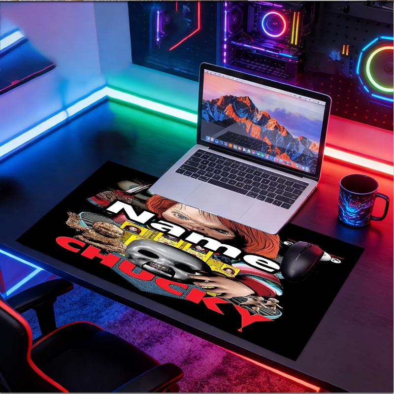 Custom Name Personalized Bride of Chucky Pattern Mousepad, Laptop PC Desk Mat, Decorative Desk Mat for Home Keyboard Pad Gift