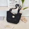 55 Printed polka dot shoulder canvas bag Large capacity tote bag Commuter finishing storage bag Women's shoulder schoolbag