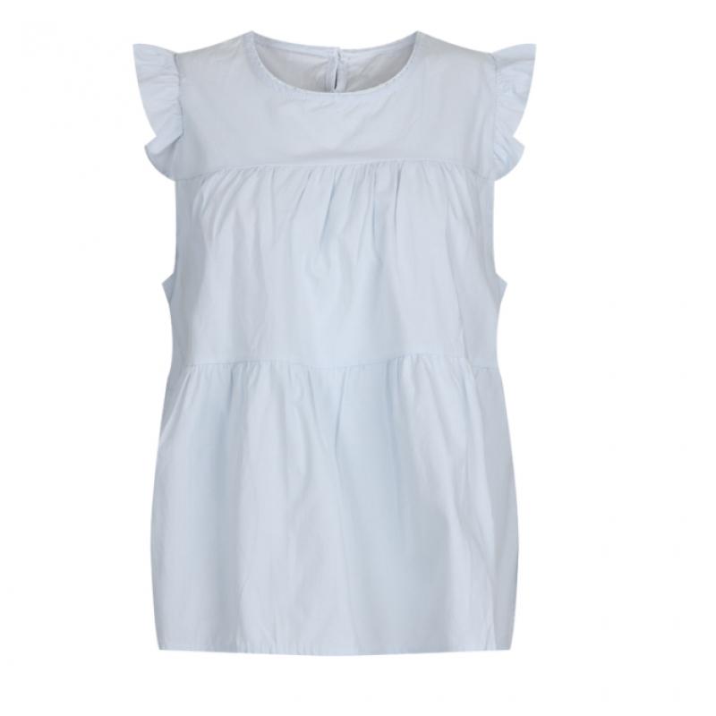 Shop   Women Sleeveless Summer Shirring Puff Layered Blouse White Naru Wbl 21296