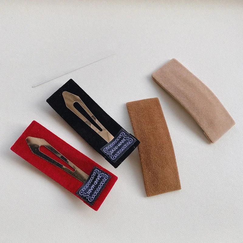2pc  Retro Solid Velvet Hair Side Clips BB Hairpin for Women Girls Child  Headband Hair Accessories Headwear Ornament