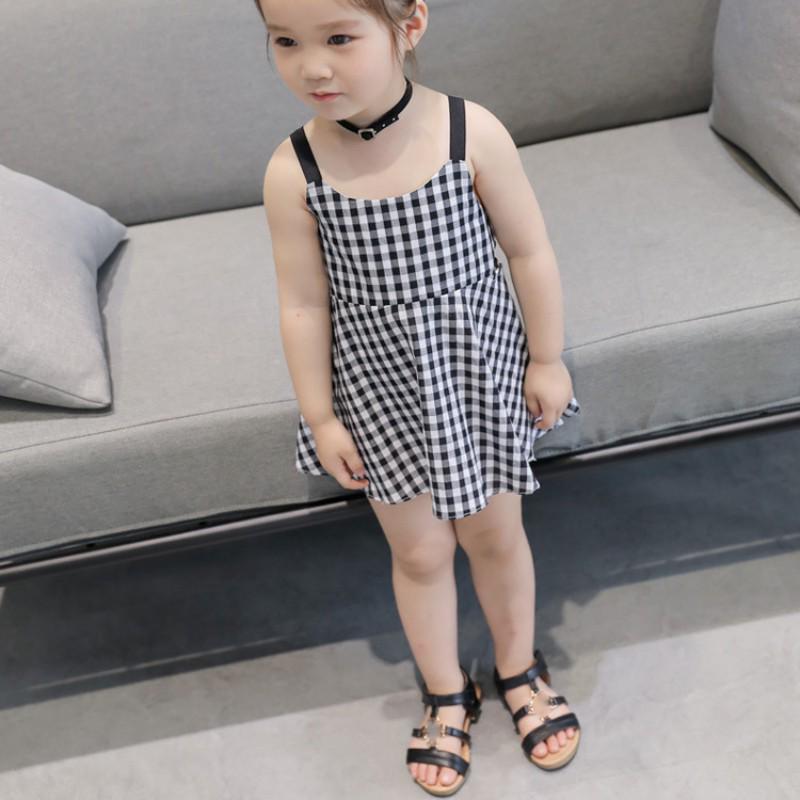 

Летнее платье для девочек, детские клетчатые юбки на бретельках без рукавов, детские платья принцессы XXL