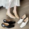 Comfortable Transparent Thick Heel Heels Women Summer Sexy Square Toe Designer Brand Pumps Elegant Party Shallow Shoe for Ladies