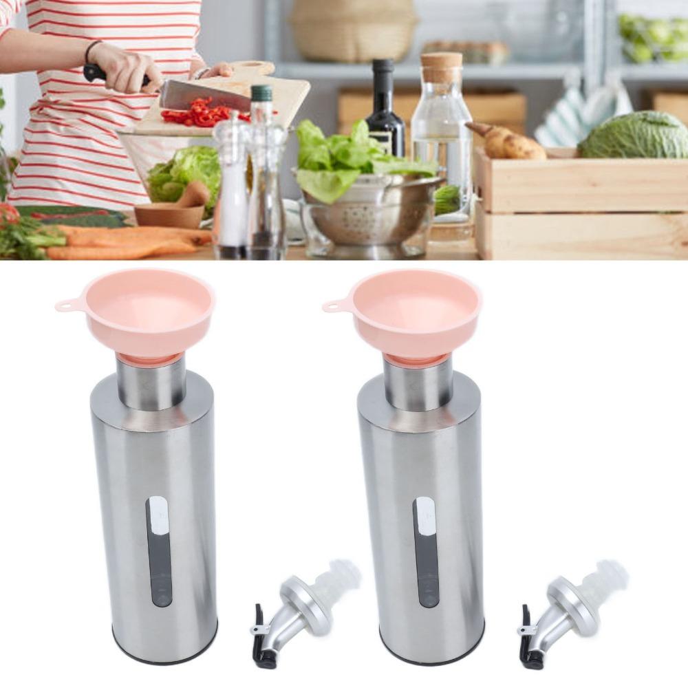 2pcs 190ml/290ml Oil Dispenser Bottle Stainless Steel Vinegar Dispenser Bottle Home Kitchen Use