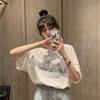 Sommer 2024 Koreanischer Retro Midilänge Locker Übergröße Trendiges Damen Kurzarm T-Shirt